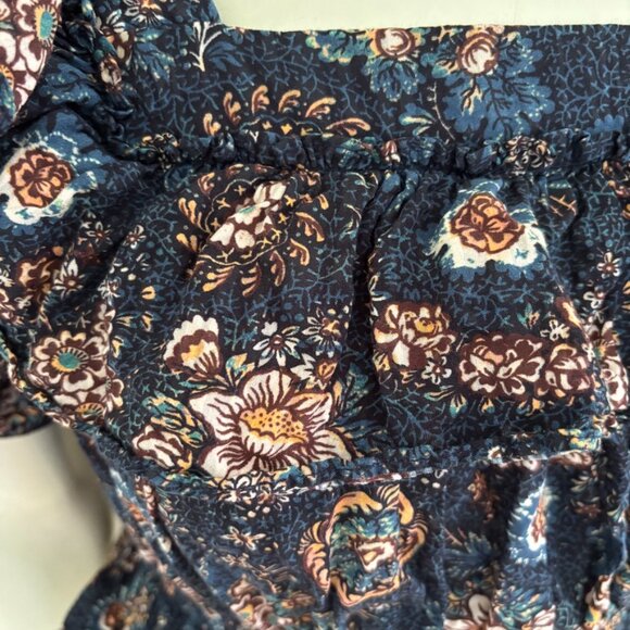 ULLA JOHNSON Warner Floral Ruffle Puff-Sleeve Peplum Blouse in Twilight SZ 2 - Picture 7 of 13